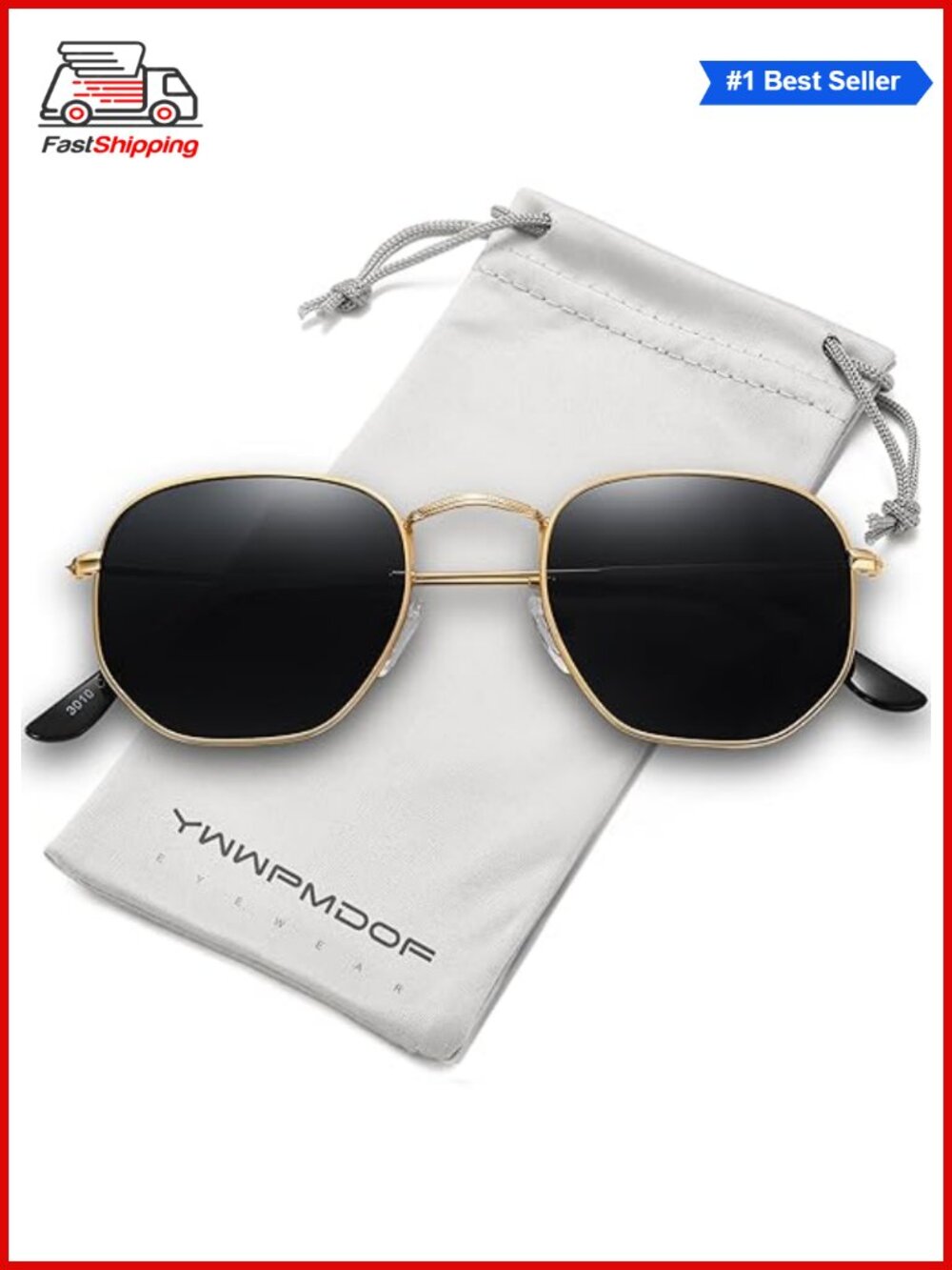 ✨ Polarized Sunglasses Square Hexagonal Flat Mirrored UV Protection Unisex